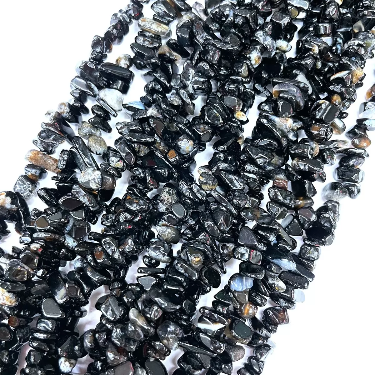 Black Banded Agate, 32'' Chips, Approx 5-8mm