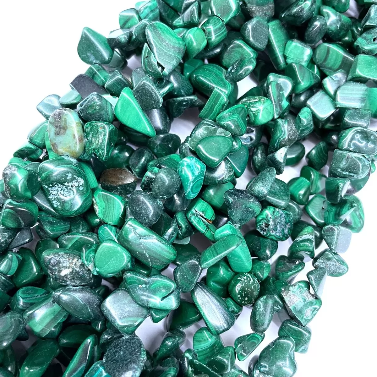 Malachite, Top Drilled Drop Style Chips, Approx 8-10mm x 12-14mm Approx 380mm
