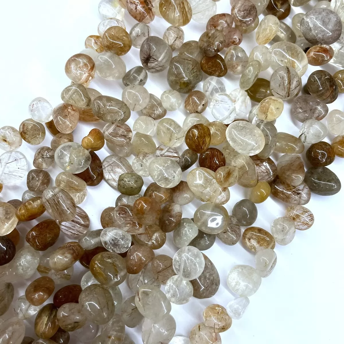 Multicolor Rutilated Quartz, Top Drilled Drop Style Chips, Approx 8-10mm x 12-14mm Approx 380mm