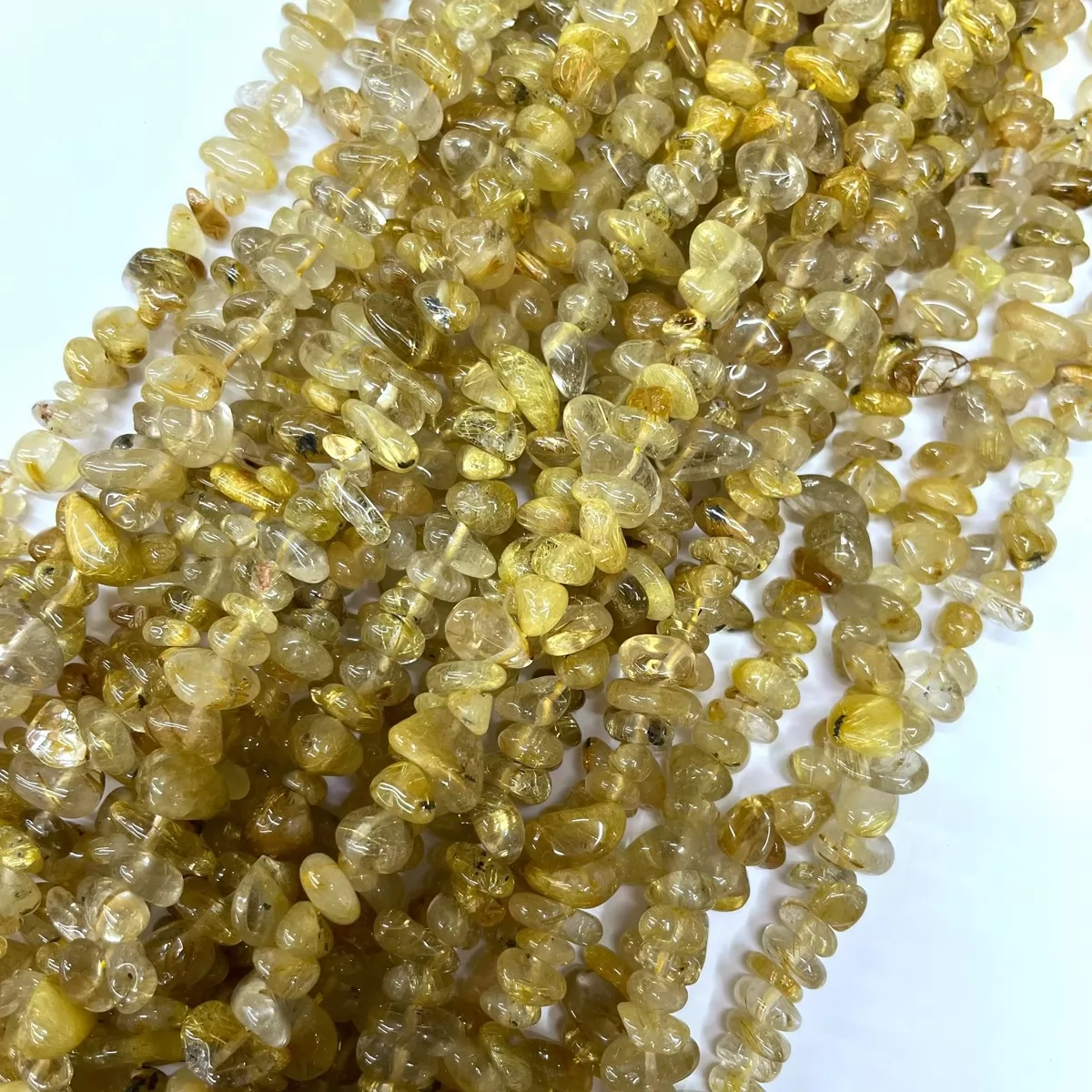 Golden Rutilated Quartz, 16'' Chips, Approx 5-8mm