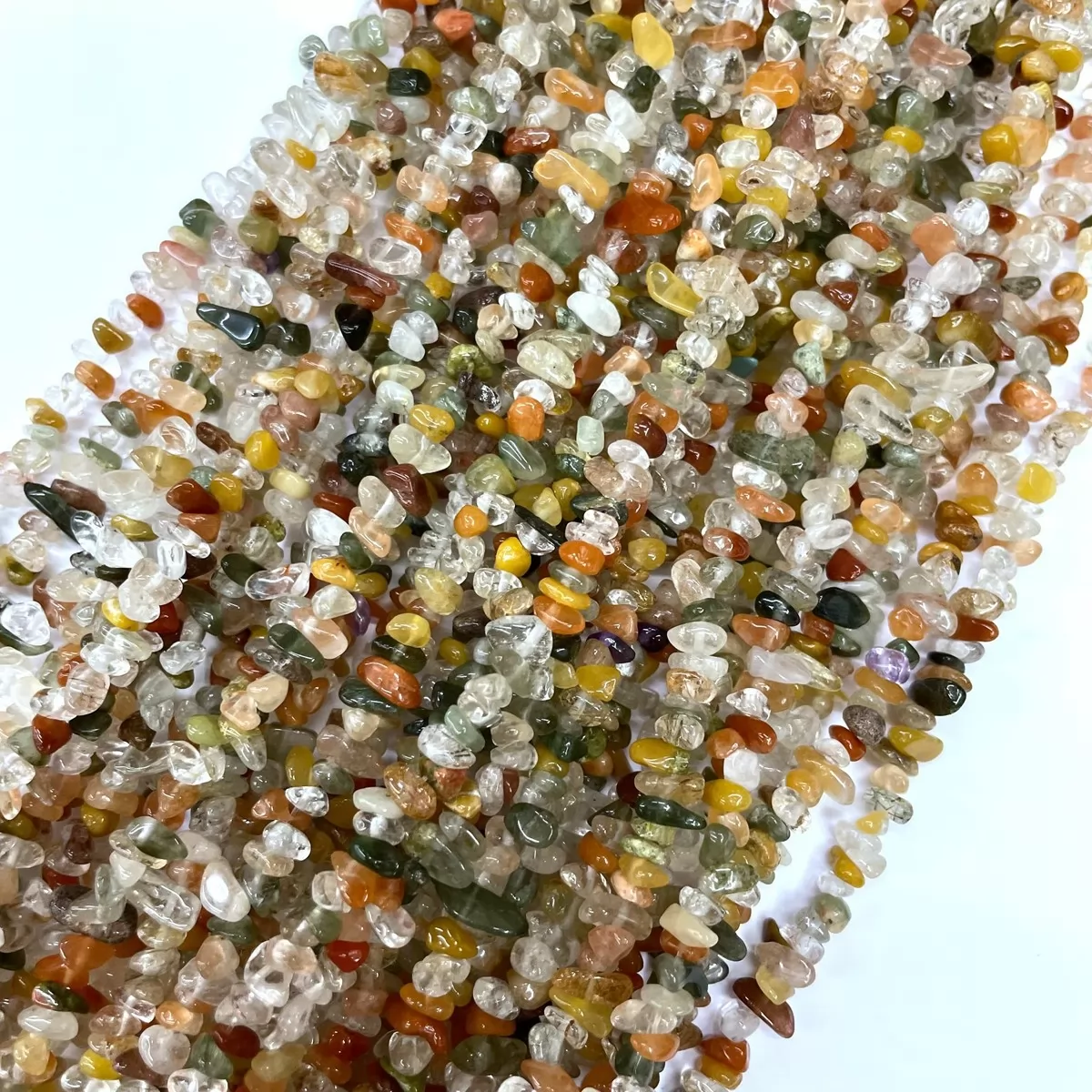 Multicolor Rutilated Quartz, 32'' Chips, Approx 3-5mm