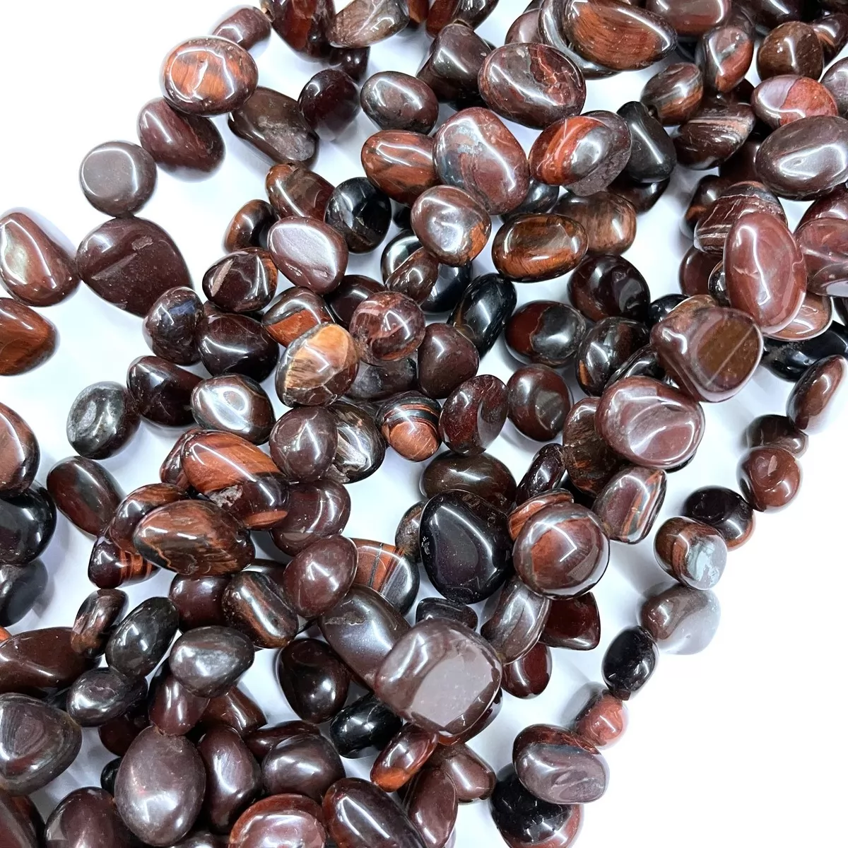 Red Tiger Eye, Top Drilled Drop Style Chips, Approx 8-10mm x 12-14mm Approx 380mm