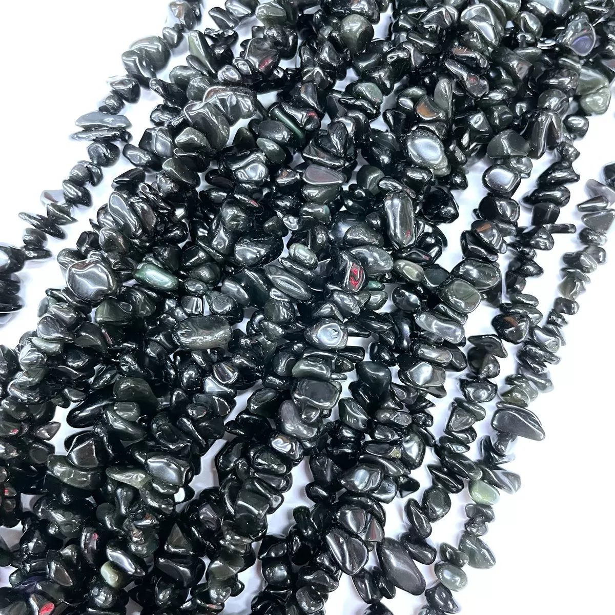Rainbow Sheen Obsidian, 32'' Chips, Approx 5-8mm