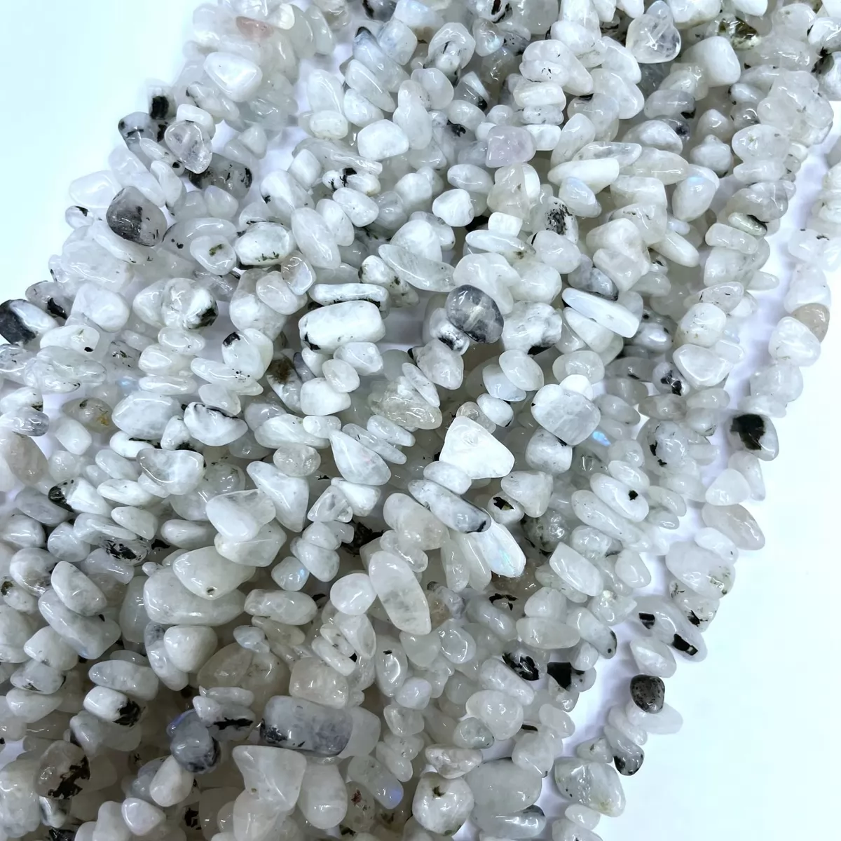 Moonstone Black Spot, 32'' Chips, Approx 5-8mm