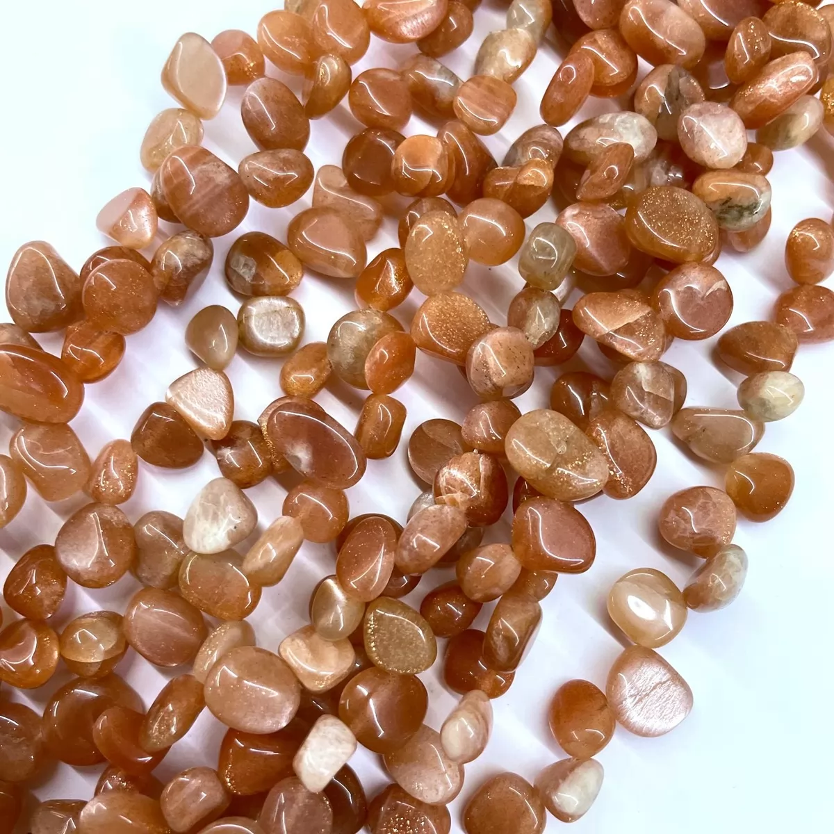 Peach Moonstone, Top Drilled Drop Style Chips, Approx 8-10mm x 12-14mm Approx 380mm