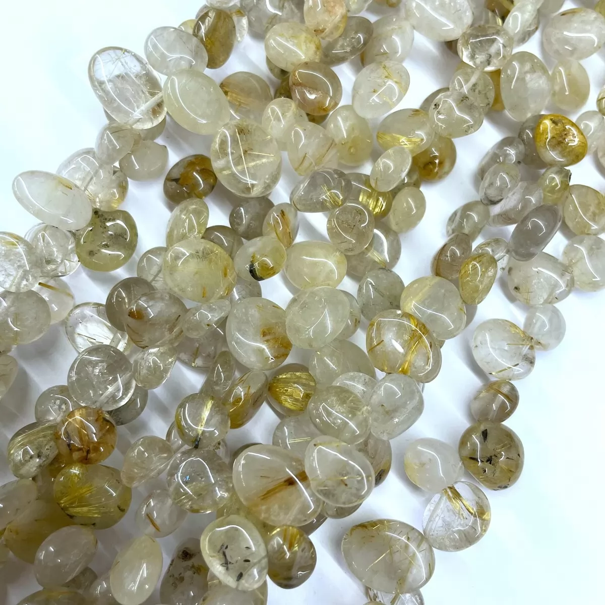 Golden Rutilated Quartz, Top Drilled Drop Style Chips, Approx 8-10mm x 12-14mm Approx 380mm