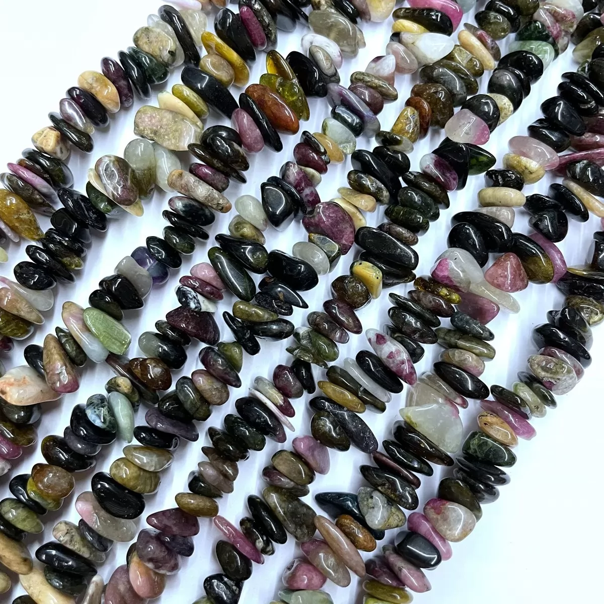 Multicolor Tourmaline, Center Drilled Chips, Approx 8mm x 10-12mm, Approx 380mm