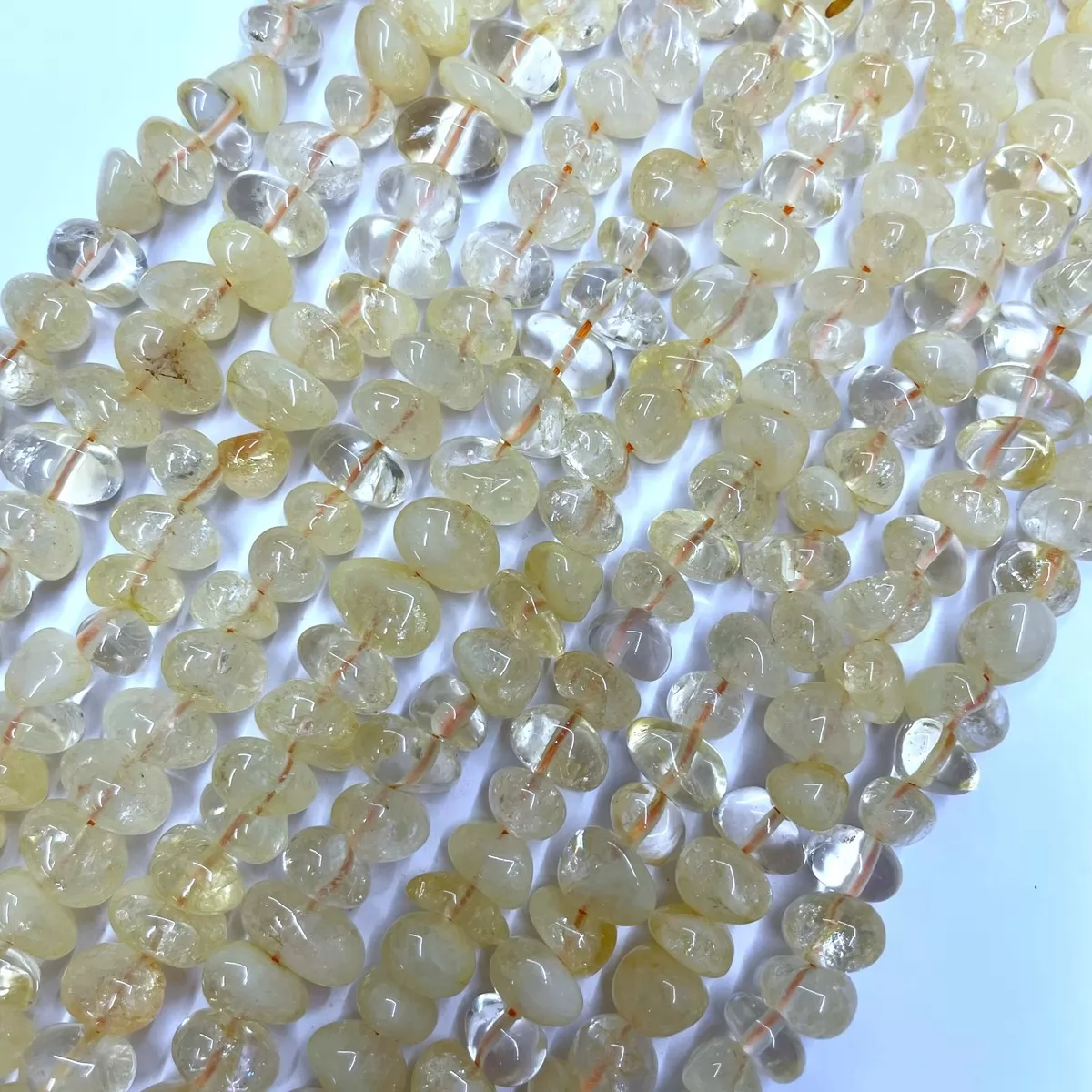 Citrine, Center Drilled Chips, Approx 8mm x 10-12mm, Approx 380mm
