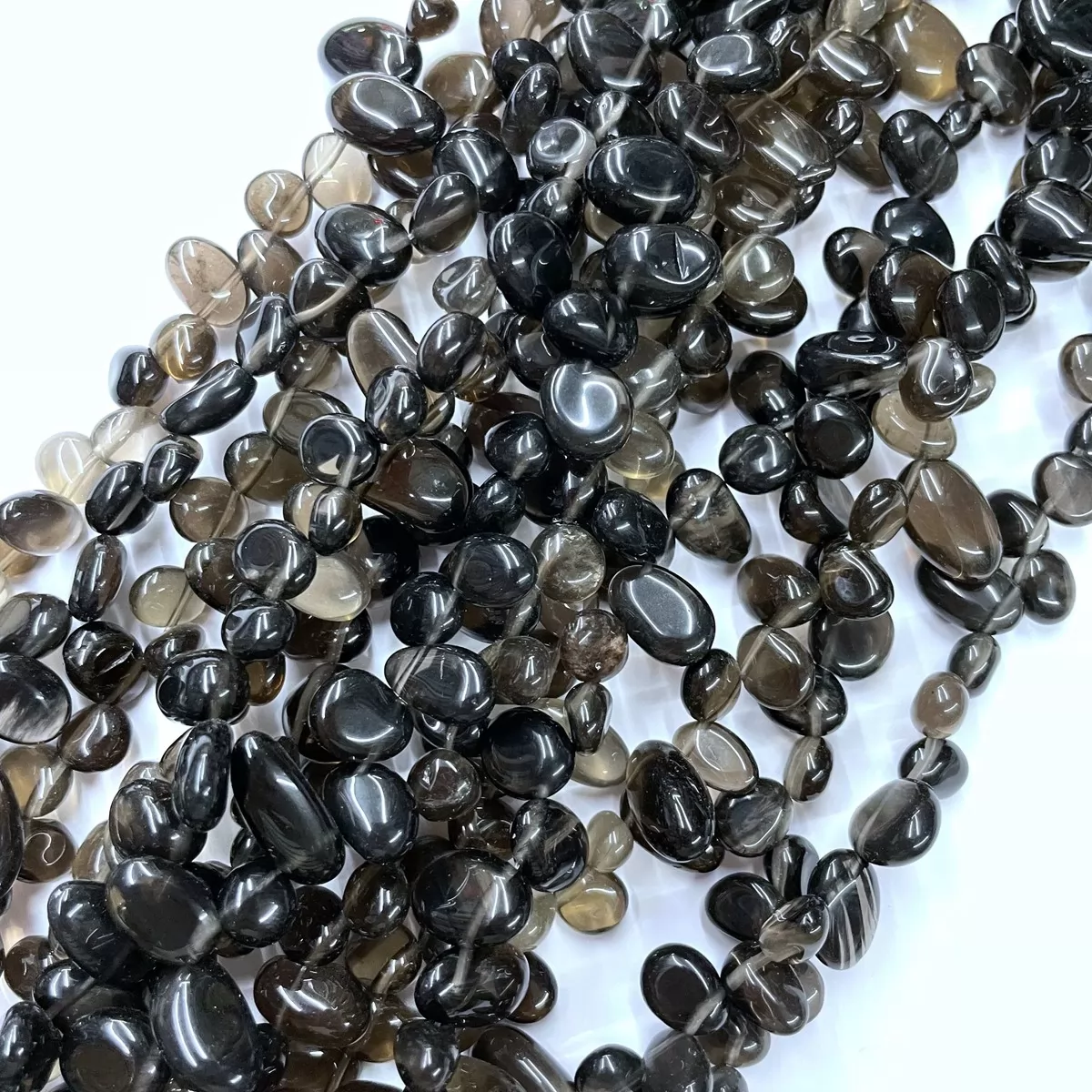 Smoky Quartz, Top Drilled Drop Style Chips, Approx 8-10mm x 12-14mm Approx 380mm