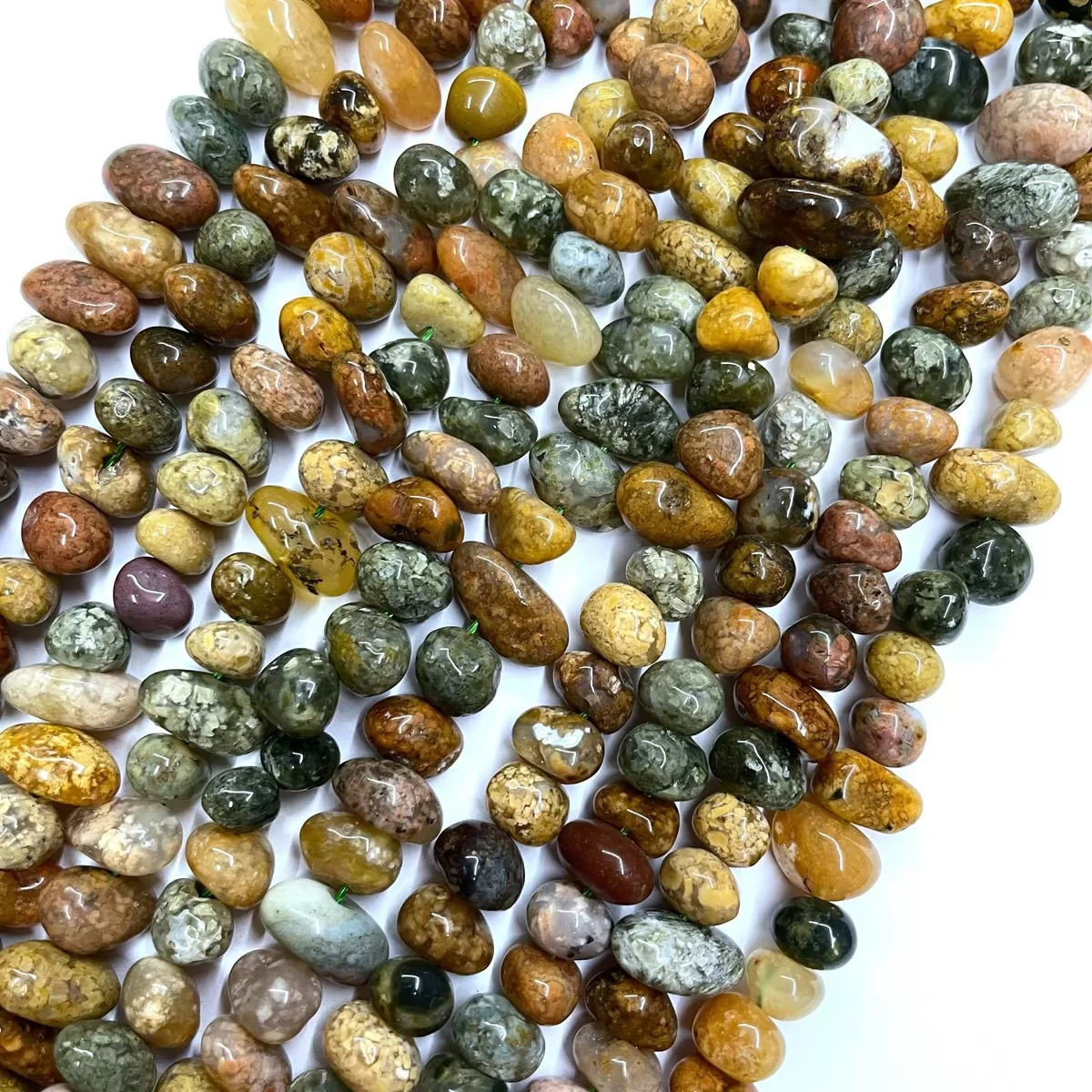 Ocean Jasper, Center Drilled Chips, Approx 8mm x 10-12mm, Approx 380mm