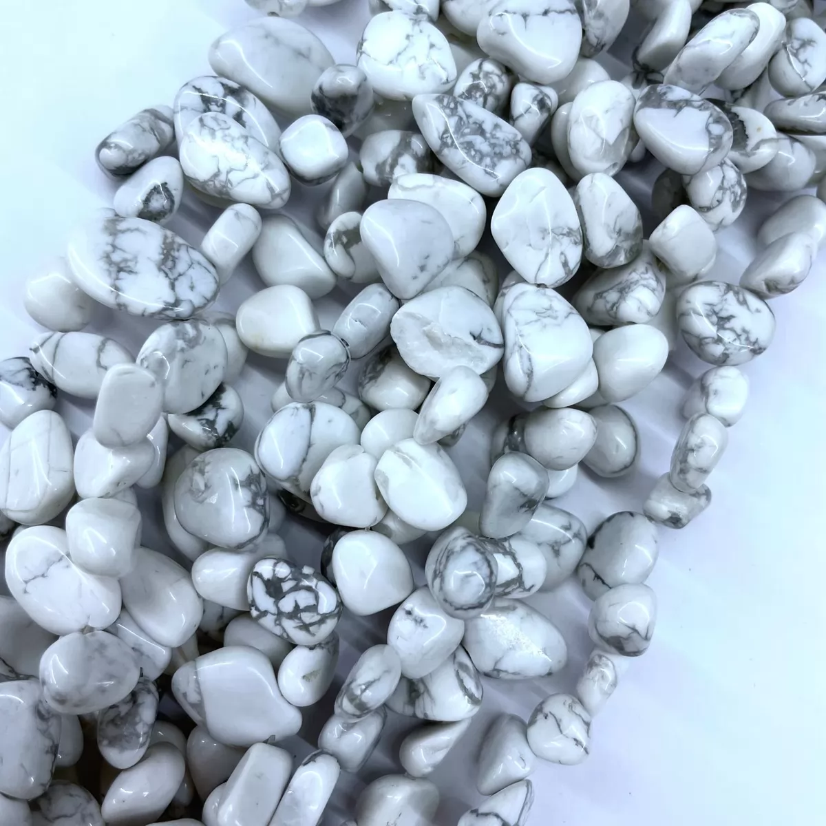 White Howlite, Top Drilled Drop Style Chips, Approx 8-10mm x 12-14mm Approx 380mm