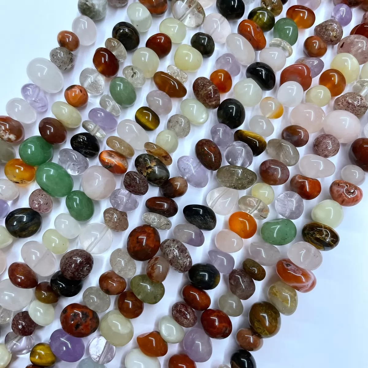 Mixed Beads, Center Drilled Chips, Approx 8mm x 10-12mm, Approx 380mm