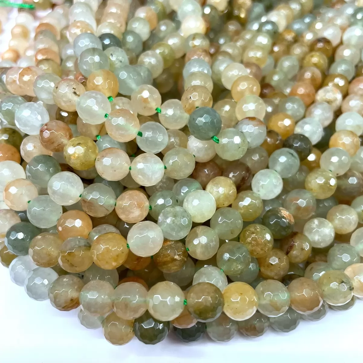 Green Iceberg Quartz, Faceted Round, Approx 4mm-12mm, Approx 380mm