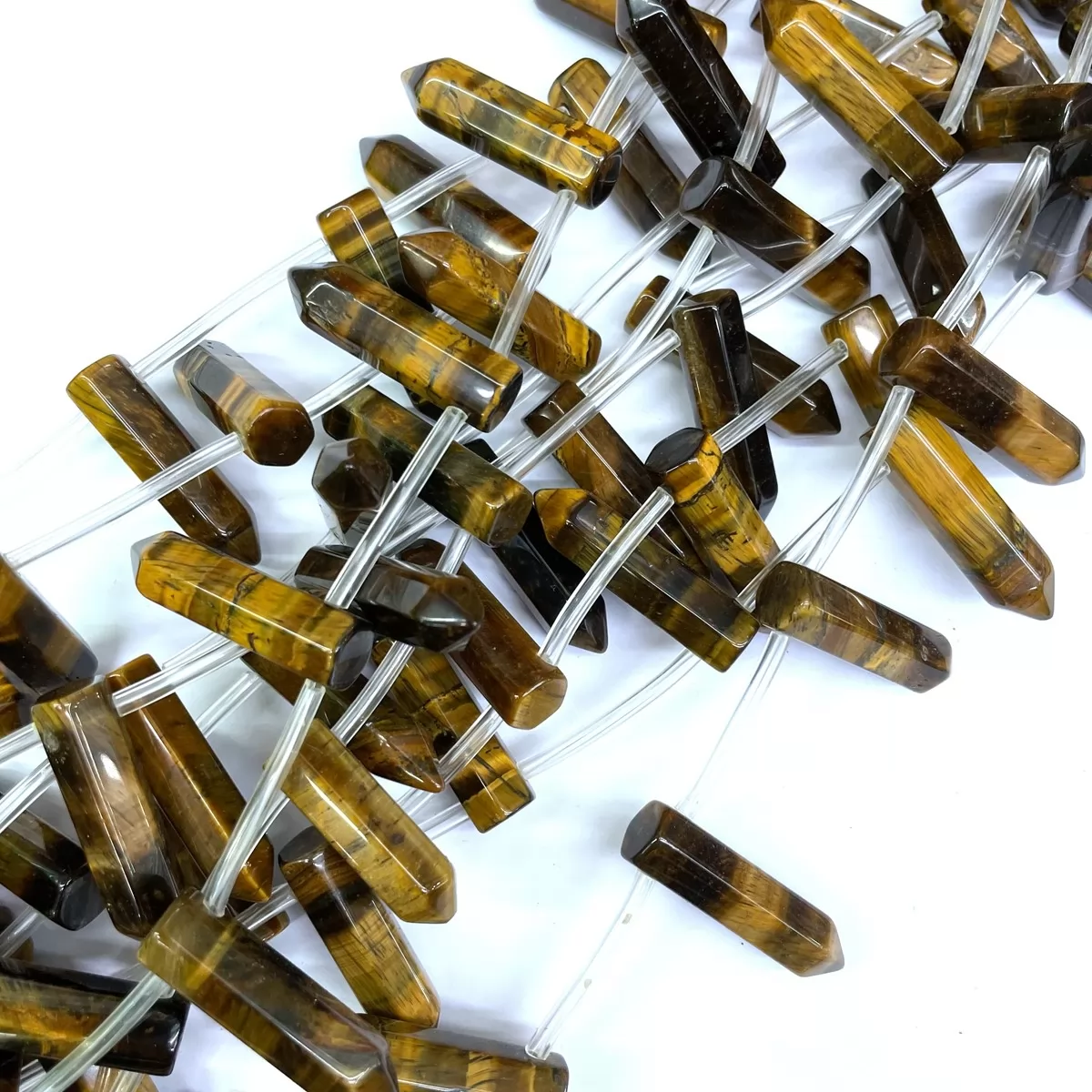 Yellow Tiger Eye, Top Side Drilled Point, Approx 8x31mm, 12 Pcs Per Strand