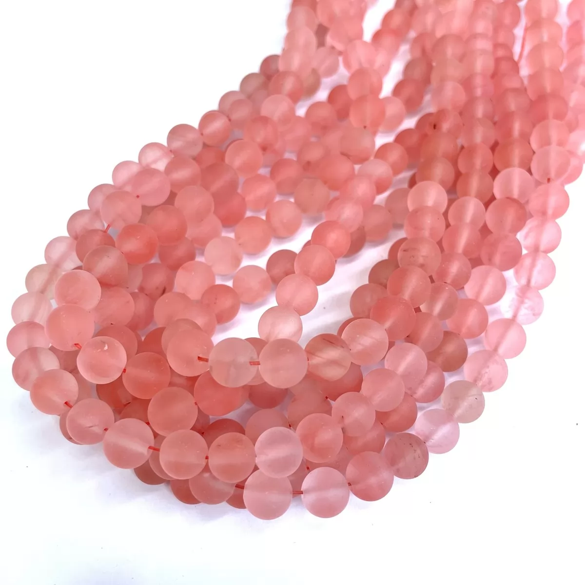 Cherry Quartz , Matte Round, Approx 4mm-12mm, Approx 380mm