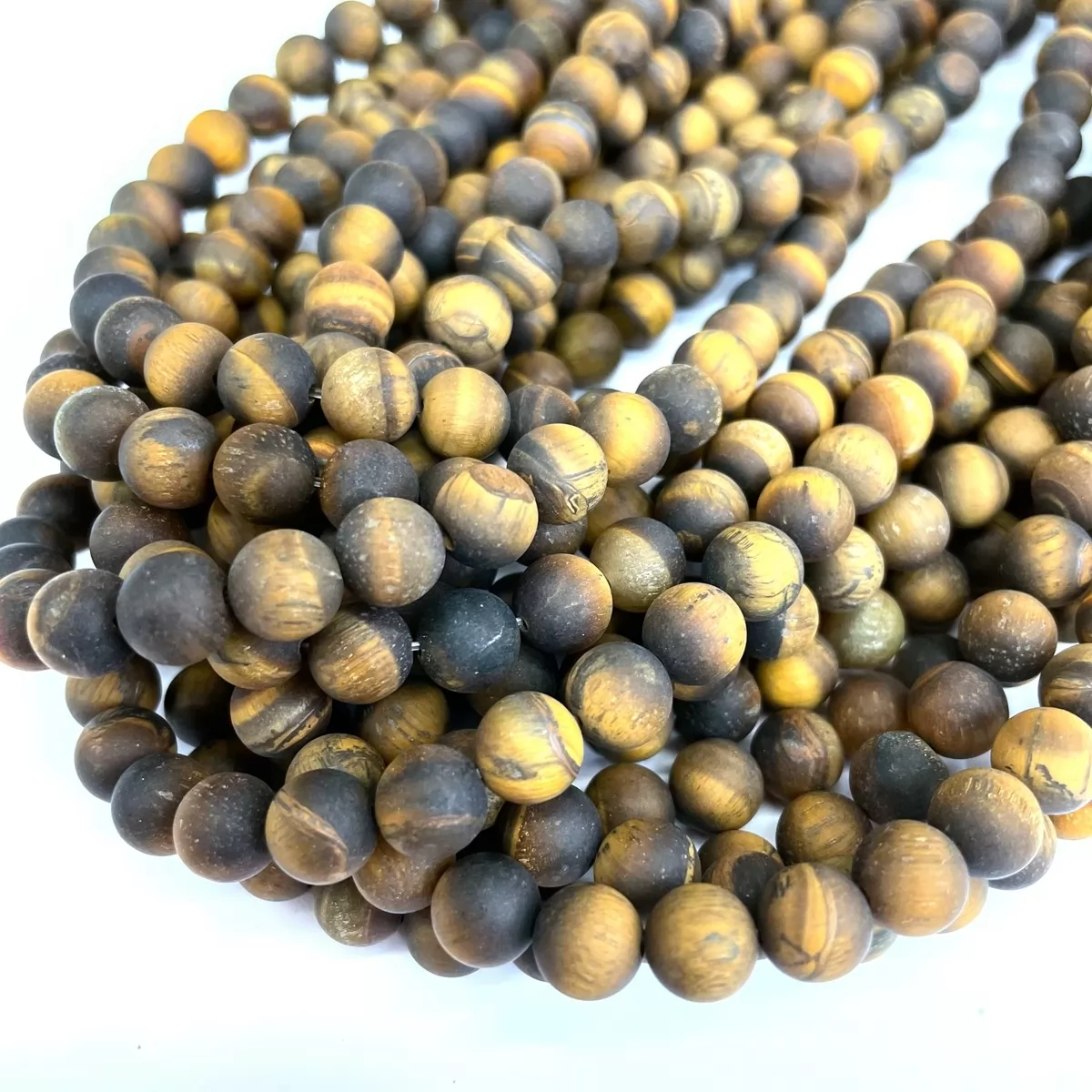 Yellow Tiger Eye, Matte Round, Approx 4mm-12mm, Approx 380mm