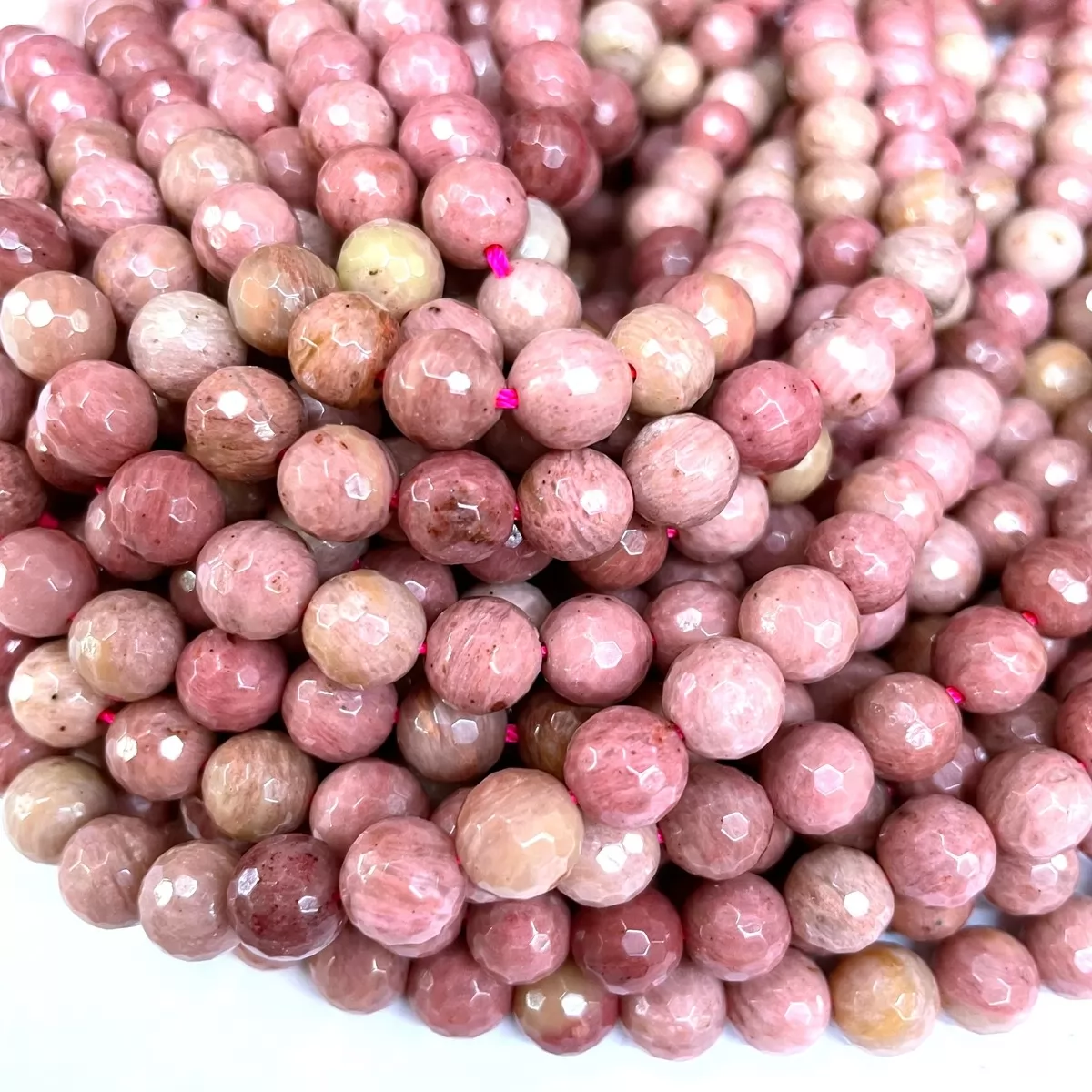 Chinese Rhodonite, Faceted Round, Approx 4mm-12mm, Approx 380mm