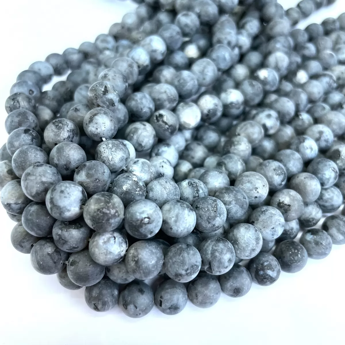 Larvikite, Matte Round, Approx 4mm-12mm, Approx 380mm