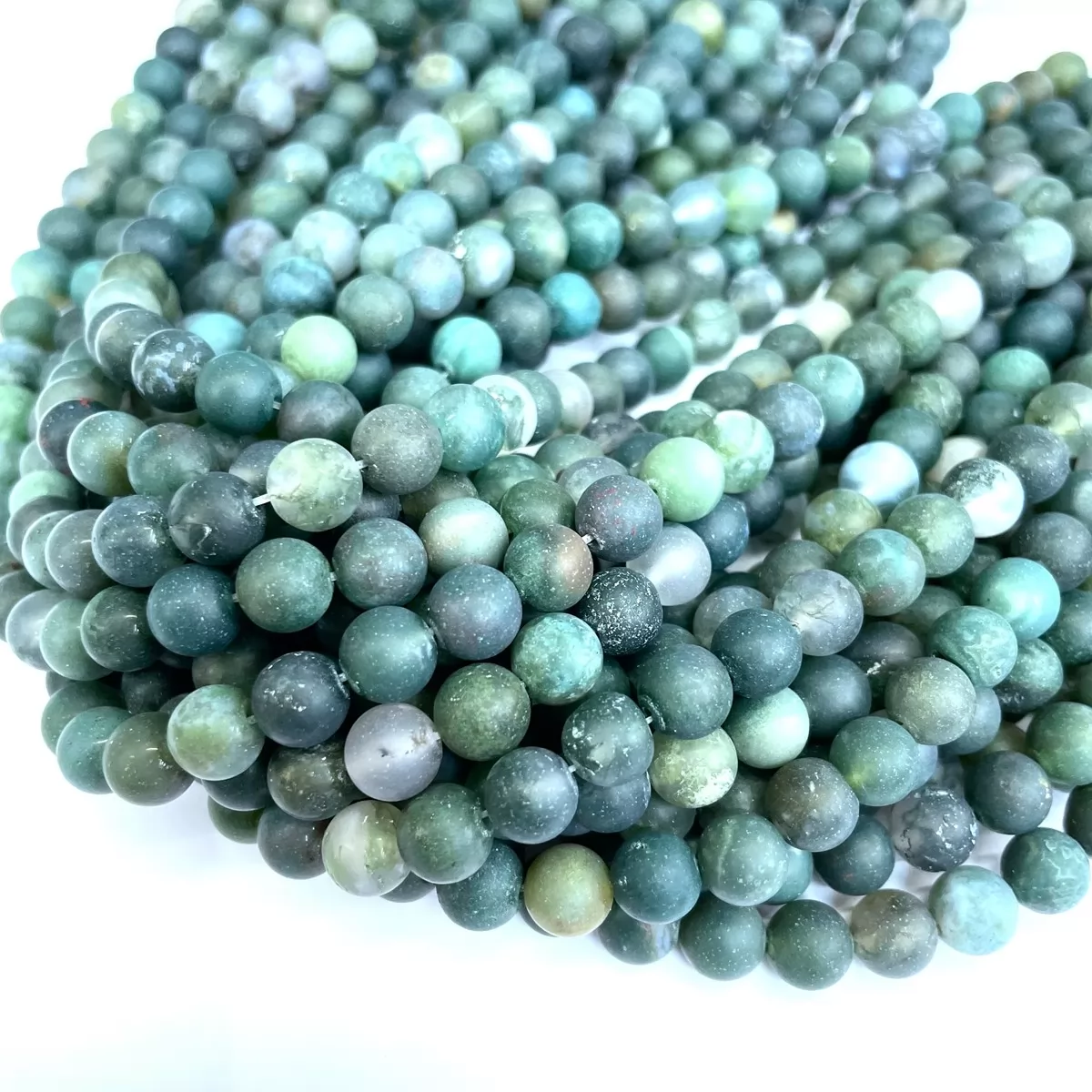Moss Agate, Matte Round, Approx 4mm-12mm, Approx 380mm