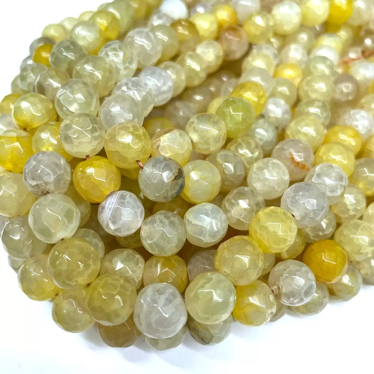 Yellow Fire Agate, Faceted Round, Approx 4mm-12mm, Approx 380mm