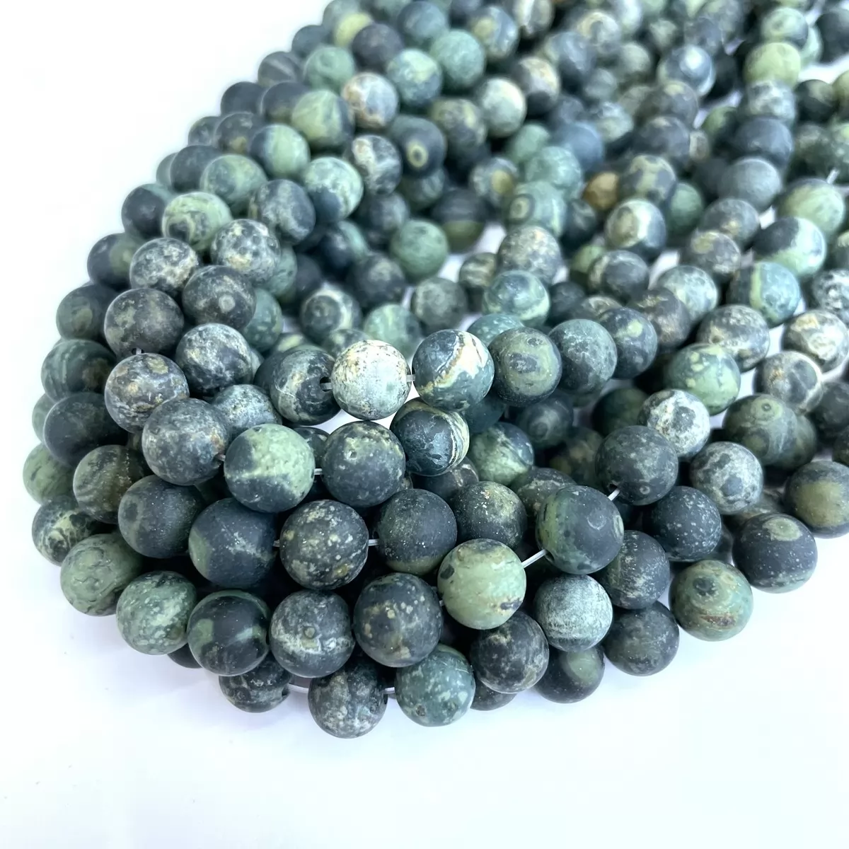 Kambaba Jasper, Matte Round, Approx 4mm-12mm, Approx 380mm