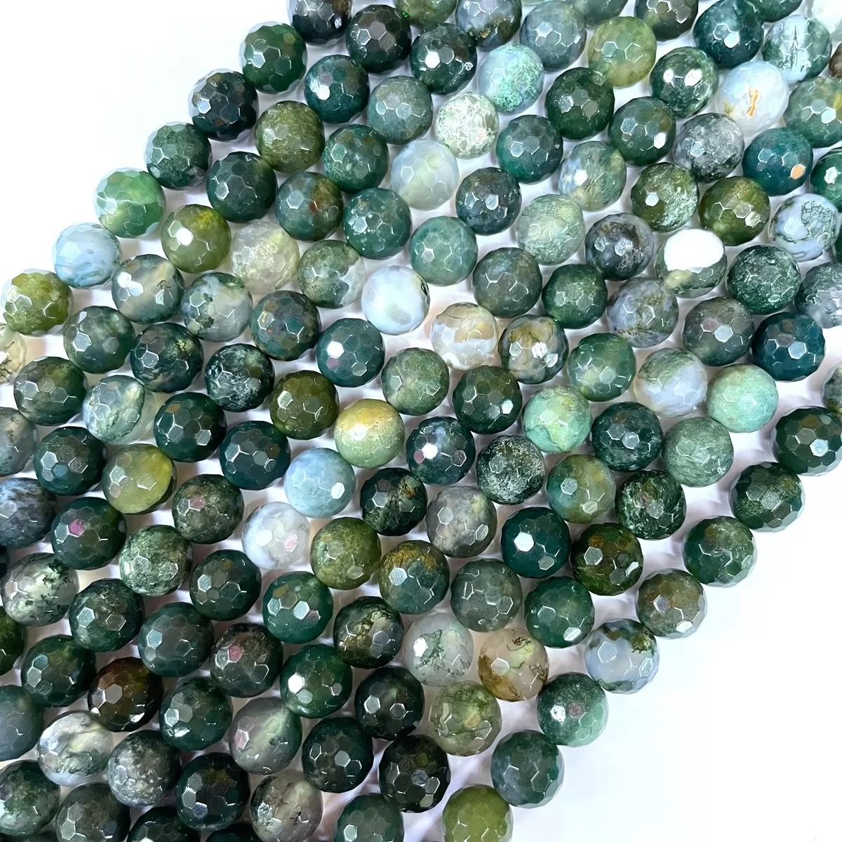 Moss Agate, Faceted Round, Approx 4mm-12mm, Approx 380mm