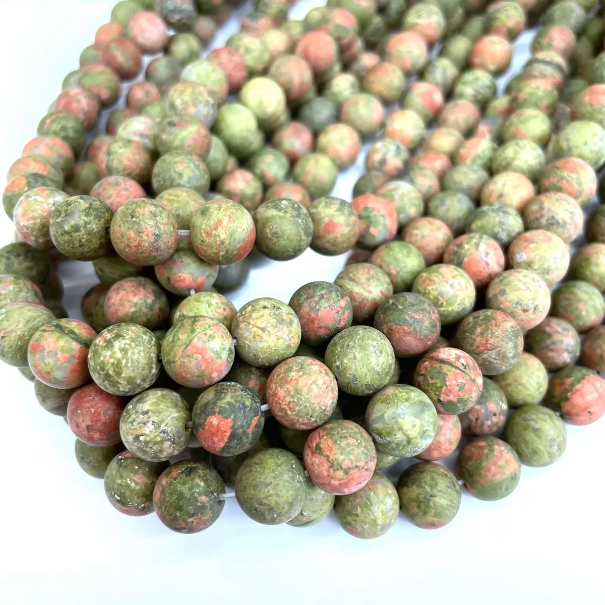 Unakite, Matte Round, Approx 4mm-12mm, Approx 380mm