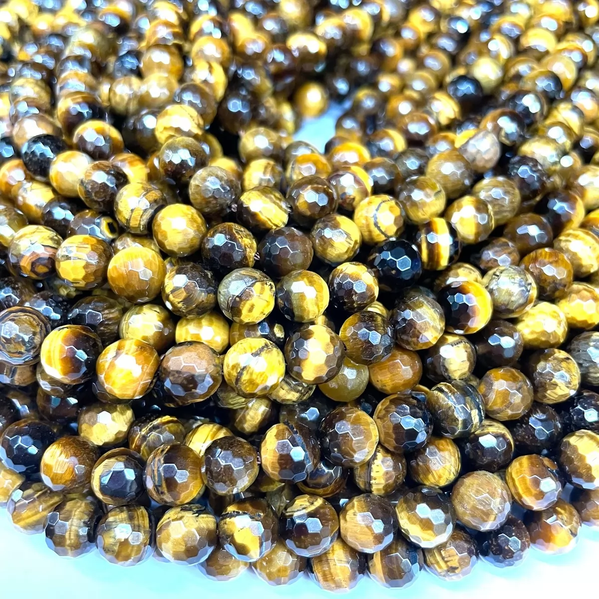 Tiger Eye, Faceted Round, Approx 4mm-12mm, Approx 380mm