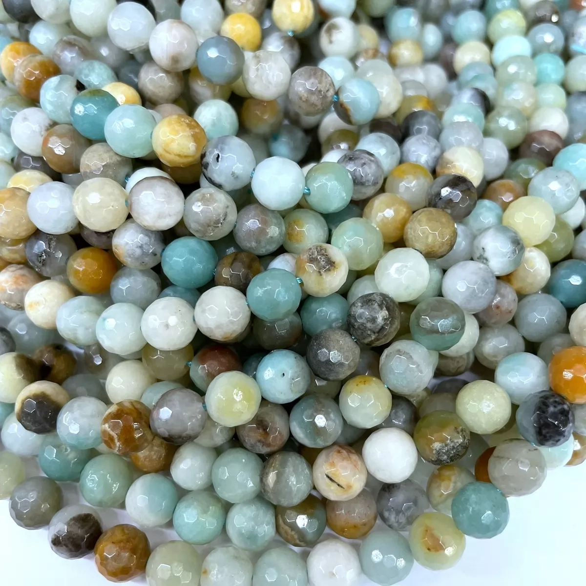 Multicolor Amazonite, Faceted Round, Approx 4mm-12mm, Approx 380mm