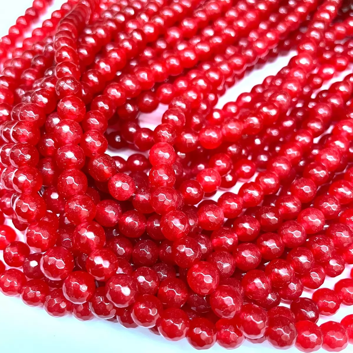 Red Jade, Faceted Round, Approx 4mm-12mm, Approx 380mm