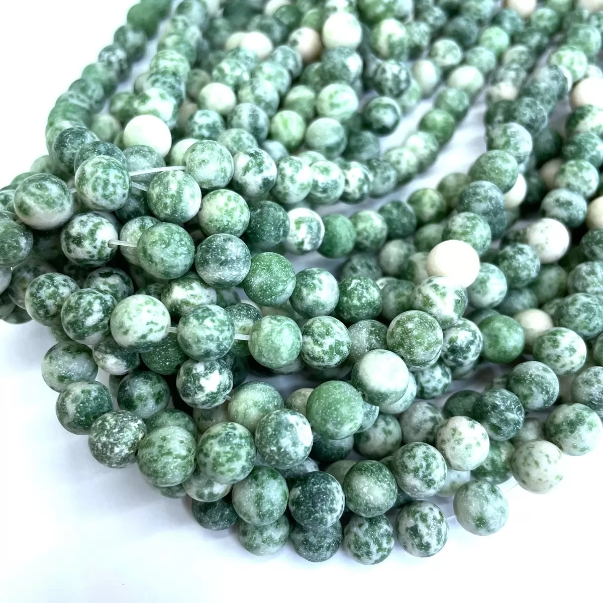 Green Spot Jasper, Matte Round, Approx 4mm-12mm, Approx 380mm