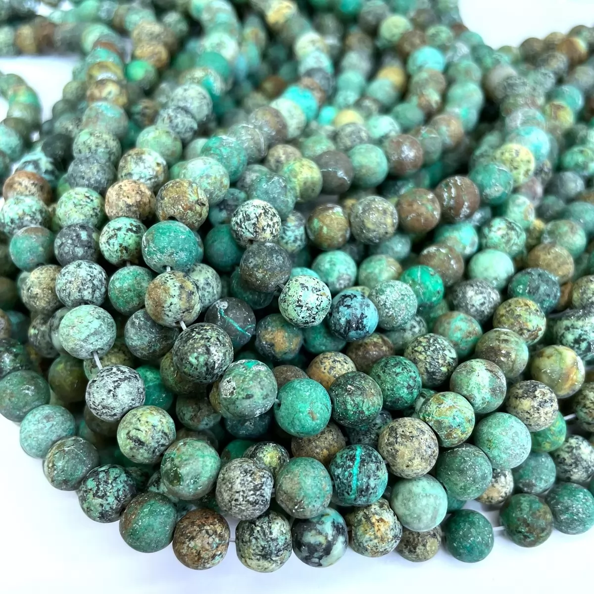 African Turquoise, Matte Round, Approx 4mm-12mm, Approx 380mm