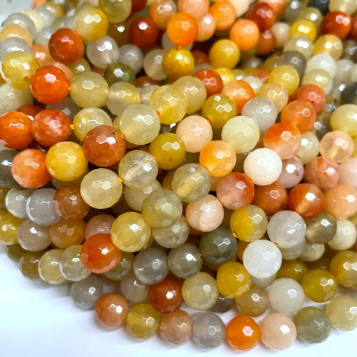 Gold Silk Jade, Faceted Round, Approx 4mm-12mm, Approx 380mm