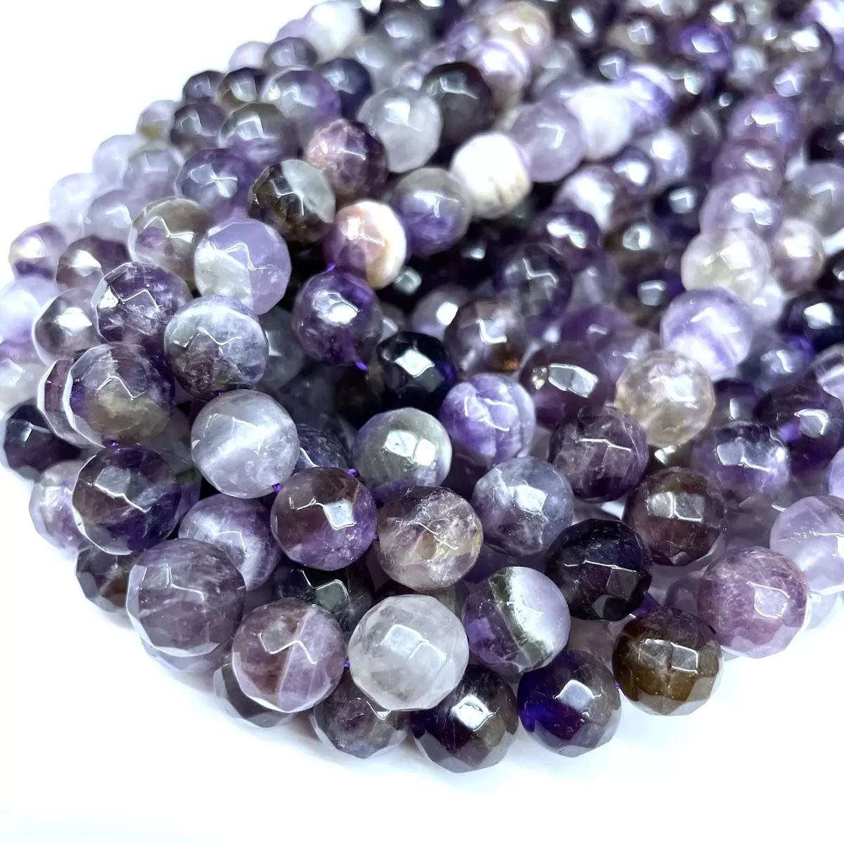 Chevon Amethyst, Faceted Round, Approx 4mm-12mm, Approx 380mm
