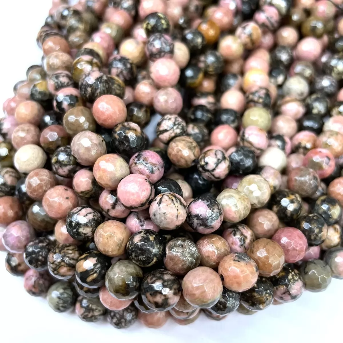 Rhodonite Black Veined, Faceted Round, Approx 4mm-12mm, Approx 380mm