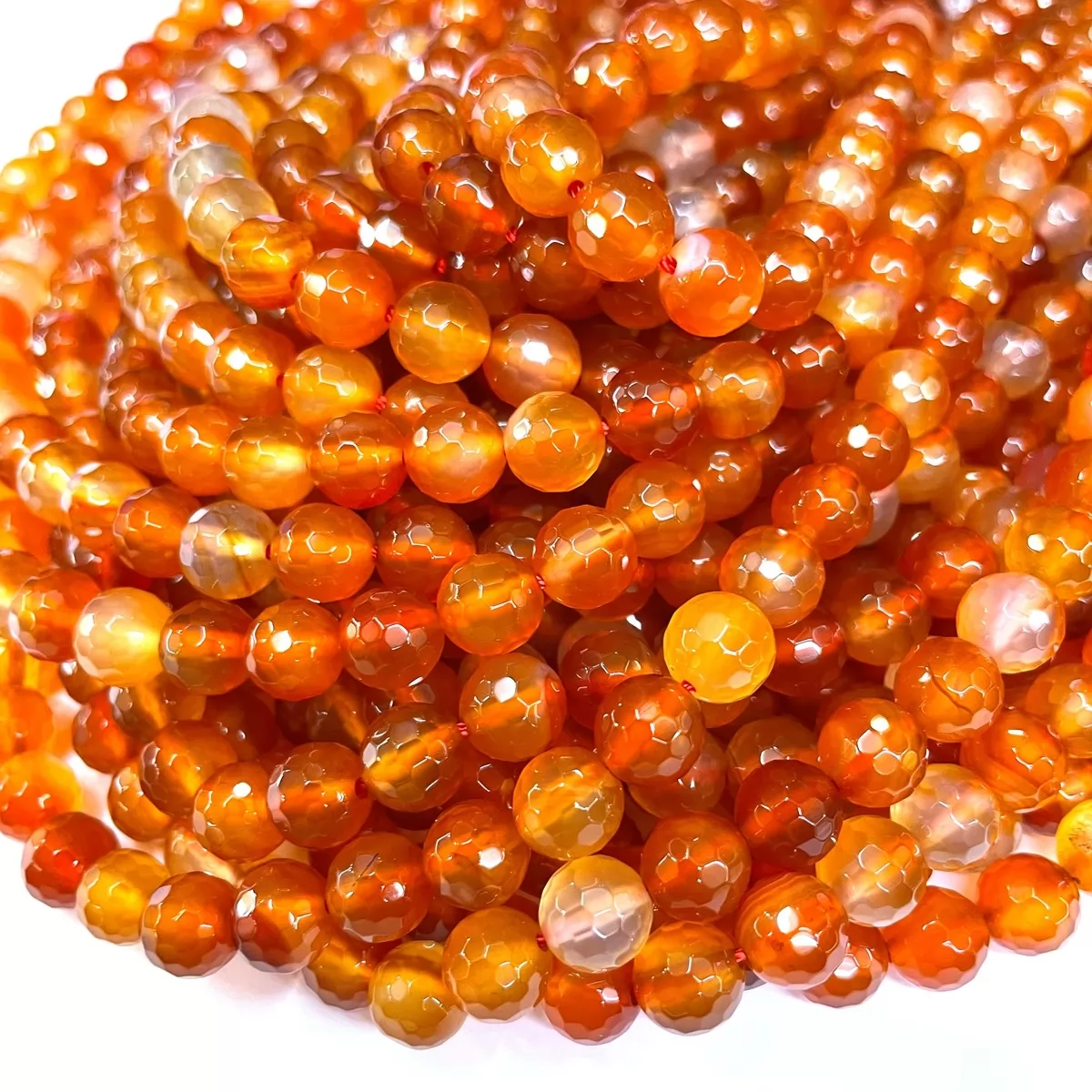 Carnelian From Uruguay, Faceted Round, Approx 4mm-12mm, Approx 380mm