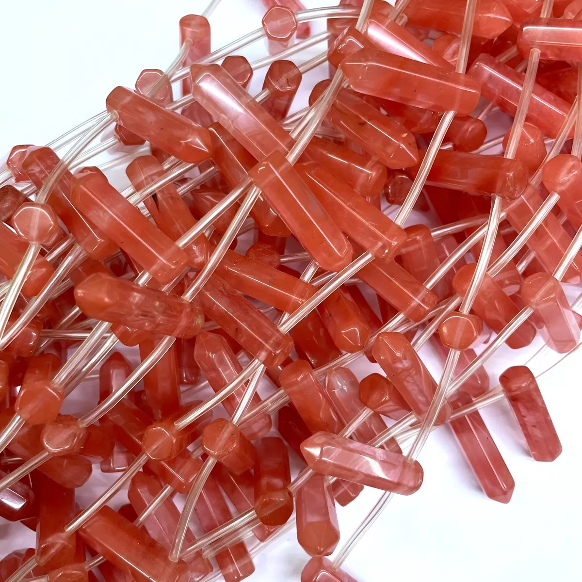 Cherry Quartz, Top Side Drilled Point, Approx 8x31mm, 12 Pcs Per Strand