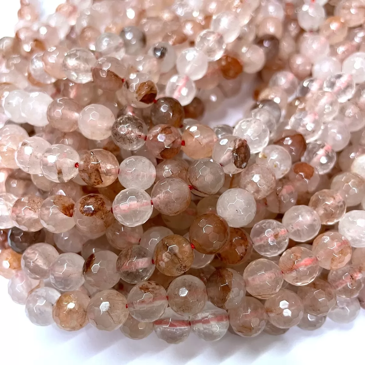 Red Hematoid Quartz, Faceted Round, Approx 4mm-12mm, Approx 380mm