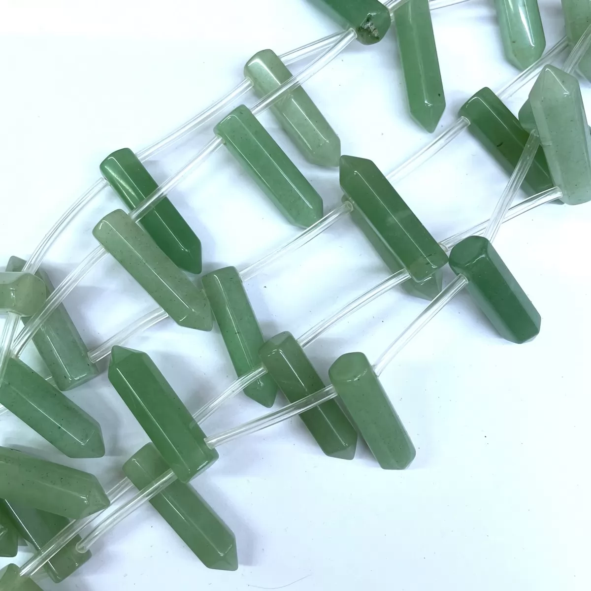 Green Aventurine, Top Side Drilled Point, Approx 8x31mm, 12 Pcs Per Strand