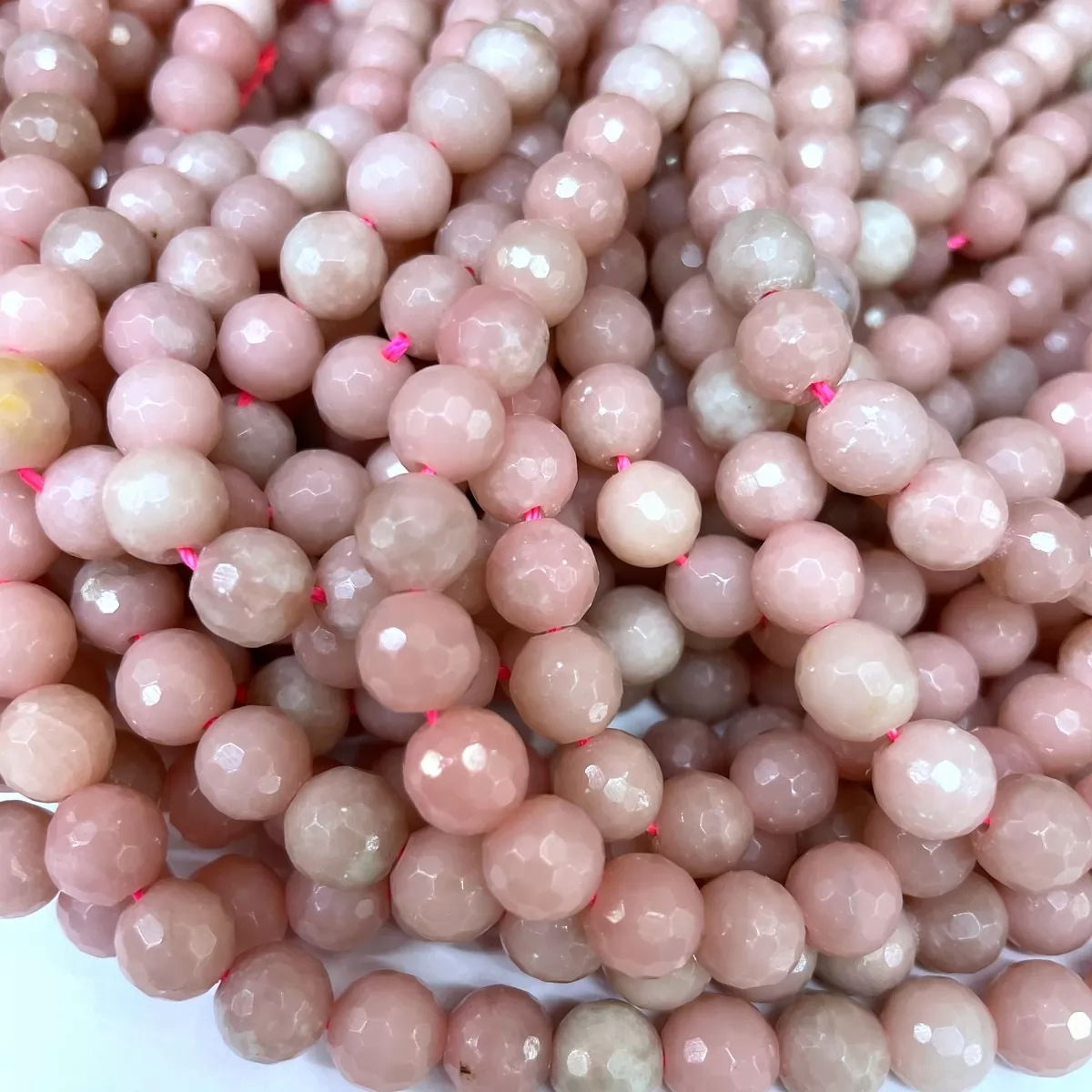 Chinese Pink Opal, Faceted Round, Approx 4mm-12mm, Approx 380mm