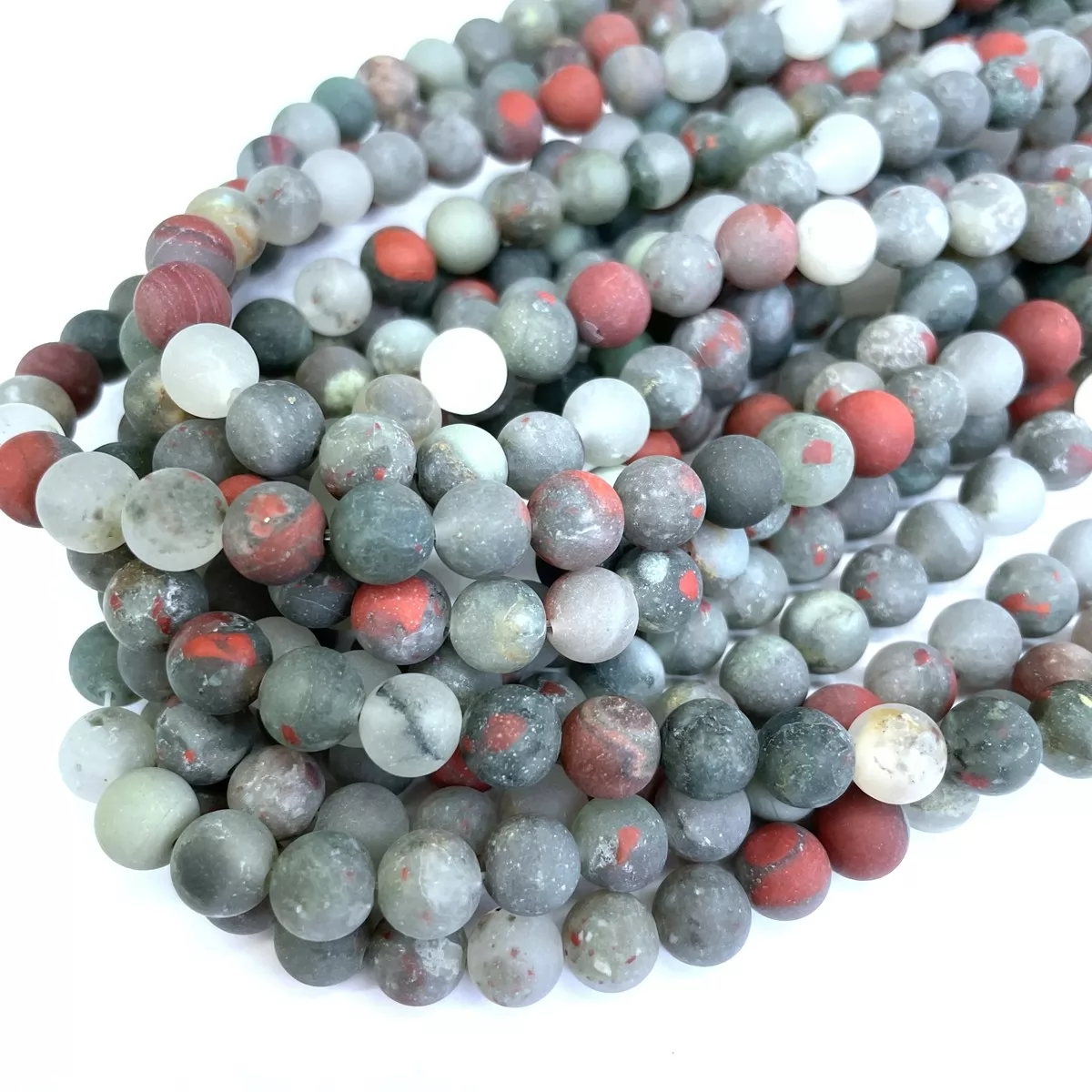 African Bloodstone, Matte Round, Approx 4mm-12mm, Approx 380mm