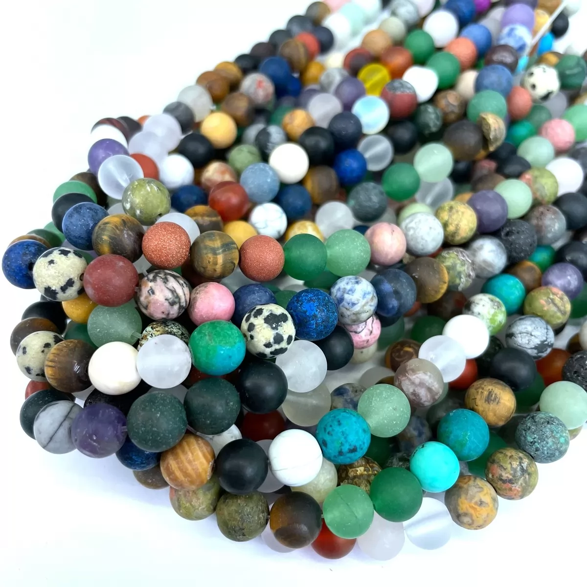 Mixed Stone, Matte Round, Approx 4mm-12mm, Approx 380mm