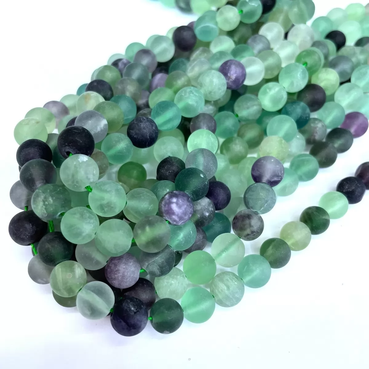 Fluorite, Matte Round, Approx 4mm-12mm, Approx 380mm