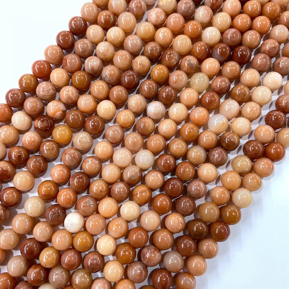 Orange Quartzite , Plain Round, Approx 4mm-12mm, Approx 380mm