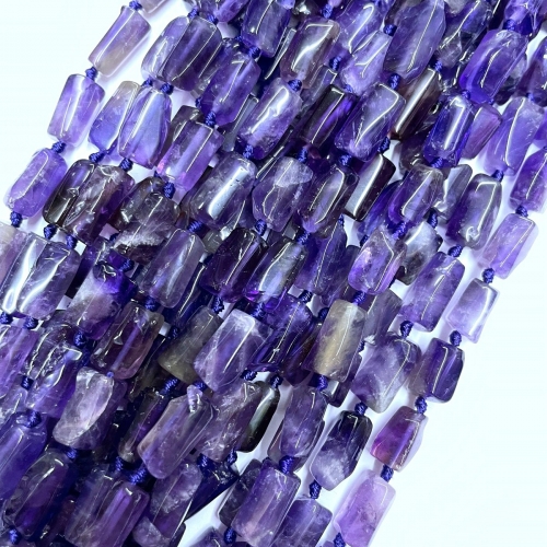 Amethyst, Faceted Tube, Approx 8x12mm, Approx 380mm