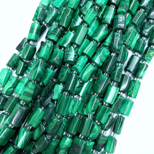 Malachite, Faceted Tube, Approx 8x12mm, Approx 380mm