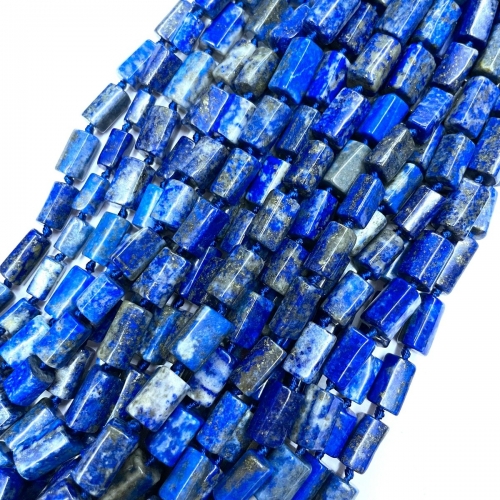 Lapis Lazuli, Faceted Tube, Approx 8x12mm, Approx 380mm