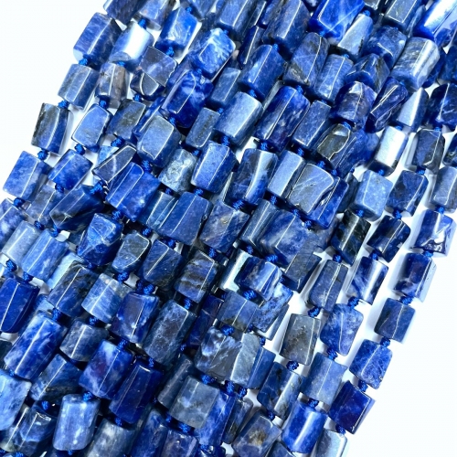 Sodalite, Faceted Tube, Approx 8x12mm, Approx 380mm