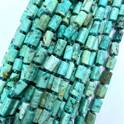 Turquoise, Faceted Tube, Approx 8x12mm, Approx 380mm