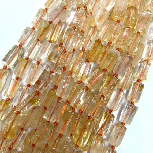Citrine, Faceted Tube, Approx 8x12mm, Approx 380mm